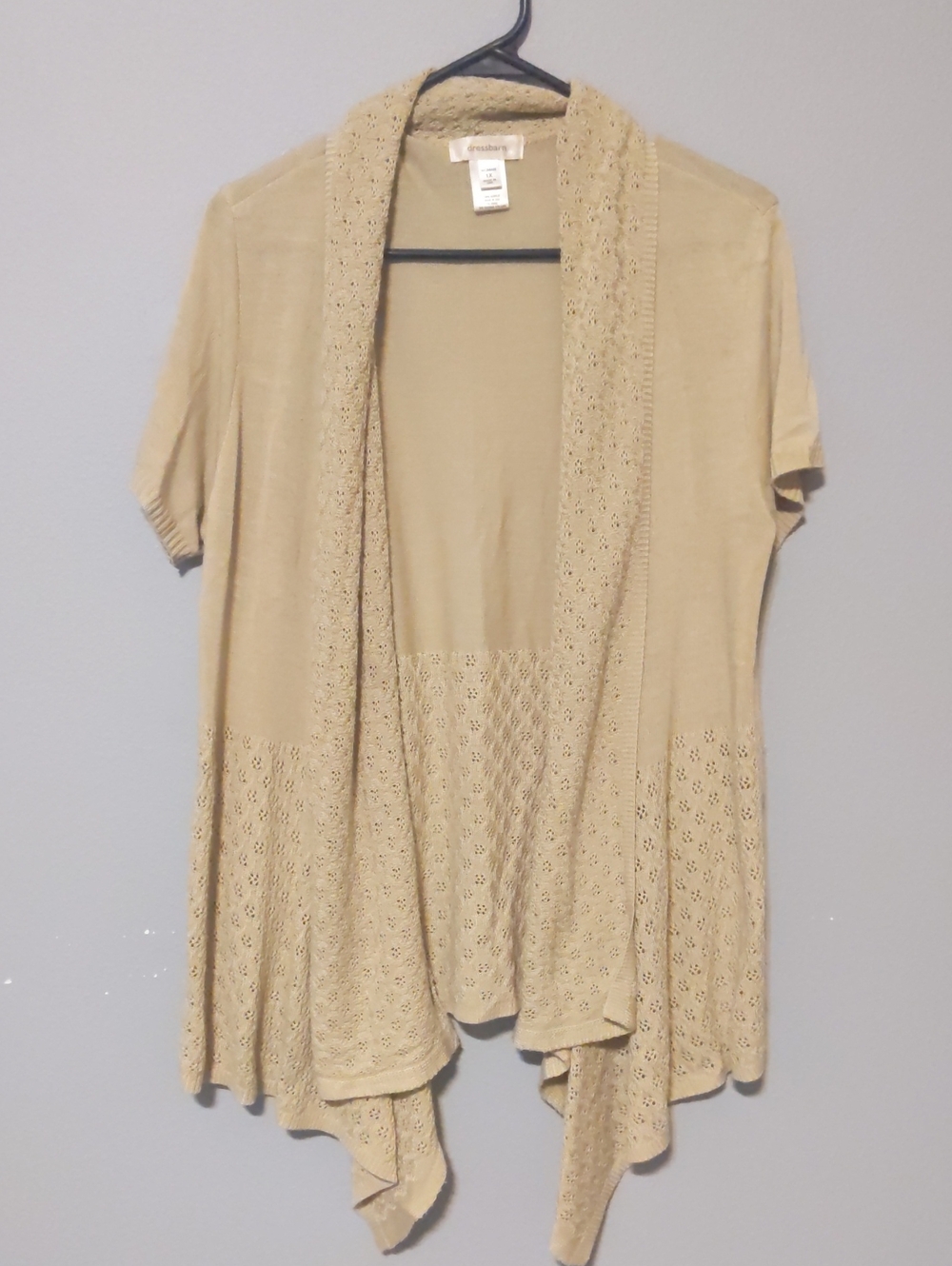 dressbarn Neutral Knit Open Cardigan - Light Beige